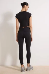 TRENDYOLMİLLA Black Shirred Waist folded Brushed Soft Material Knitting Sports Leggings - Image 4