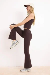 TRENDYOLMİLLA Brown Brushed Soft Material Flare/flared leg Knitting Sports Leggings