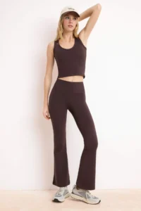 TRENDYOLMİLLA Brown Brushed Soft Material Flare/flared leg Knitting Sports Leggings - Image 2