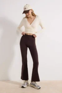 TRENDYOLMİLLA Brown Brushed Soft Material Flare/flared leg Knitting Sports Leggings - Image 5