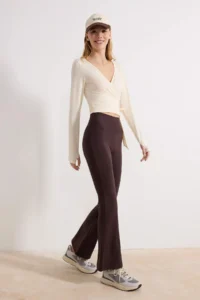 TRENDYOLMİLLA Brown Brushed Soft Material Flare/flared leg Knitting Sports Leggings - Image 6