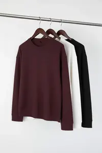 MAN Black- Brown- White Regular/Normal Long Sleeve 3 Sets Basic Paket T-Shirt