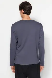 MAN Black-Navy Blue-Anthracite Regular/Normal Kesim 3 Sets Paket Basic 100% Cotton T-Shirt - Image 4