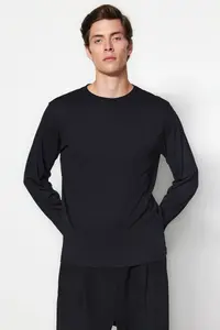 MAN Black-Navy Blue-Anthracite Regular/Normal Kesim 3 Sets Paket Basic 100% Cotton T-Shirt - Image 7