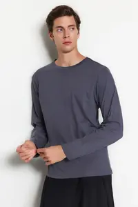 MAN Black-Navy Blue-Anthracite Regular/Normal Kesim 3 Sets Paket Basic 100% Cotton T-Shirt - Image 8