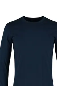 MAN Navy Blue Basic Regular/Normal Kesim Crew Neck Long Sleeve 100% Cotton T-Shirt - Image 10