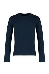 MAN Navy Blue Basic Regular/Normal Kesim Crew Neck Long Sleeve 100% Cotton T-Shirt - Image 8
