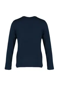 MAN Navy Blue Basic Regular/Normal Kesim Crew Neck Long Sleeve 100% Cotton T-Shirt - Image 9