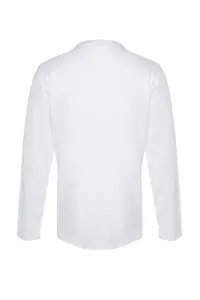 MAN White Regular/Normal Kesim Long Sleeve 100% Cotton Tok Material T-Shirt - Image 10