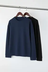 MAN Black- Navy Blue 2 Sets Paket 100% Cotton Long Sleeve Regular/Normal Kesim T-Shirt