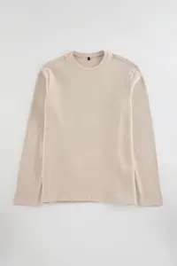 MAN Stone Regular/Normal Kesim Long Sleeve Basic textured 100% Cotton T-Shirt - Image 4