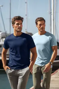MAN Navy Blue-Blue Basic slim Fit/Narrow Kesim 100% Cotton 2 Sets Paket Short Sleeve T-Shirt