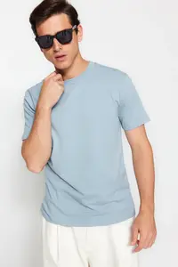 MAN Navy Blue-Blue Basic slim Fit/Narrow Kesim 100% Cotton 2 Sets Paket Short Sleeve T-Shirt - Image 2