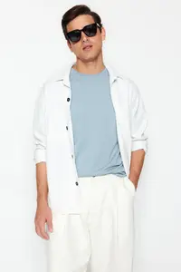 MAN Navy Blue-Blue Basic slim Fit/Narrow Kesim 100% Cotton 2 Sets Paket Short Sleeve T-Shirt - Image 4