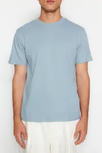 MAN Navy Blue-Blue Basic slim Fit/Narrow Kesim 100% Cotton 2 Sets Paket Short Sleeve T-Shirt - Image 6