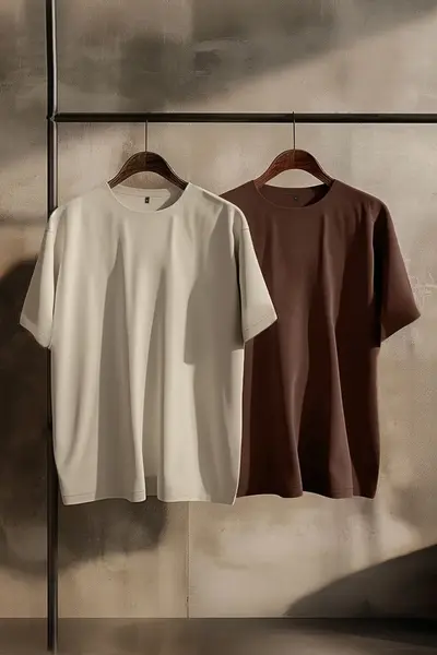 MAN Dark Brown-Stone Basic slim Fit/Narrow 100% Cotton 2 Sets Paket Short Sleeve T-Shirt