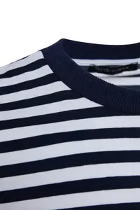MAN Navy Blue Oversized/Wide Cut Striped Short Sleeve T-Shirt - Image 7