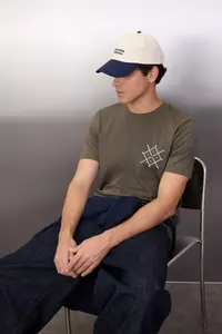 MAN Khaki Regular Fit Crew Neck Short Sleeve Printed T-Shirt - Image 2