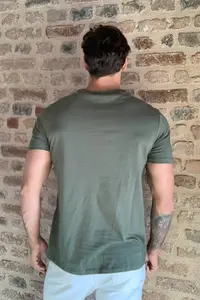 MAN Khaki Regular Fit Crew Neck Short Sleeve Printed T-Shirt - Image 6