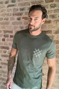 MAN Khaki Regular Fit Crew Neck Short Sleeve Printed T-Shirt - Image 8