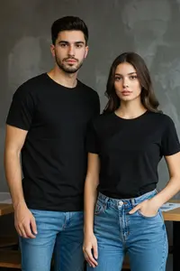 MAN Black Basic 100% Cotton Regular/Normal Kesim Crew Neck T-Shirt - Image 3