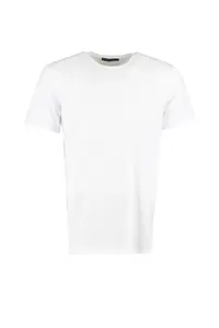 MAN White Basic 100% Cotton Regular Fit Crew Neck T-Shirt - Image 11