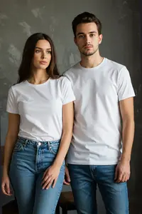 MAN White Basic 100% Cotton Regular Fit Crew Neck T-Shirt - Image 3