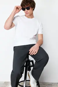 MAN White Basic 100% Cotton Regular Fit Crew Neck T-Shirt - Image 5