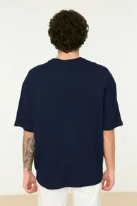 MAN Navy Blue Short Sleeve Printed T-Shirt - Image 2