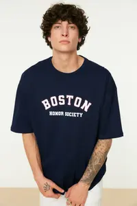 MAN Navy Blue Short Sleeve Printed T-Shirt - Image 8