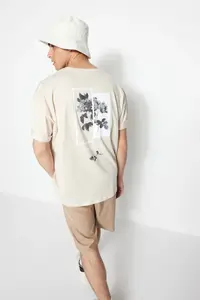 MAN Stone Oversized/Wide Cut Crew Neck Floral Printed Short Sleeve 100% Cotton T-Shirt - Image 3