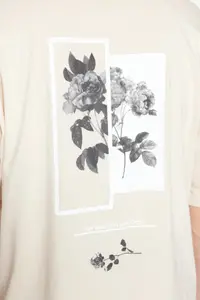 MAN Stone Oversized/Wide Cut Crew Neck Floral Printed Short Sleeve 100% Cotton T-Shirt - Image 4