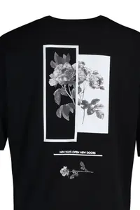 MAN Black Oversized/Wide Cut Crew Neck Back Printed 100% Cotton Short Sleeve T-Shirt - Image 8