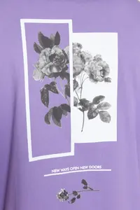 MAN Lilac Oversized/Wide Cut Crew Neck Back Printed 100% Cotton Short Sleeve T-Shirt - Image 6
