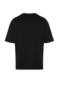 MAN Black Oversized/Wide Cut Short Sleeve textured Basic T-Shirt - Image 8