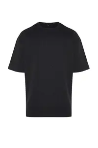 MAN Basic Anthracite Oversized/Wide Cut textured Waffle Short Sleeve T-Shirt - Image 7