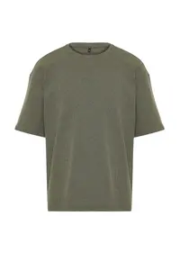 MAN Khaki Oversized Short Sleeve textured T-Shirt - Image 6