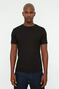 MAN Black Basic Regular/Normal Kesim Crew Neck Short Sleeve T-Shirt - Image 4