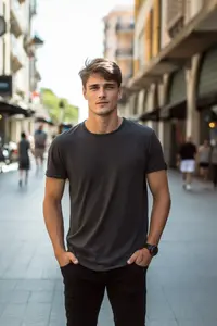 MAN Anthracite Regular/Normal Kesim Basic Short Sleeve T-Shirt