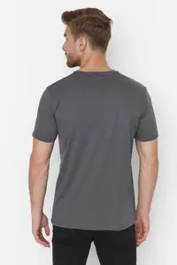 MAN Anthracite Regular/Normal Kesim Basic Short Sleeve T-Shirt - Image 2