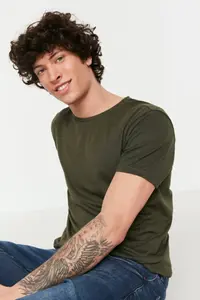MAN Khaki Regular/Normal Kesim Short Sleeve T-Shirt - Image 3