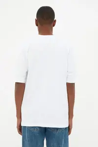 MAN White 100% Cotton Oversized/Wide Cut Basic T-Shirt - Image 2
