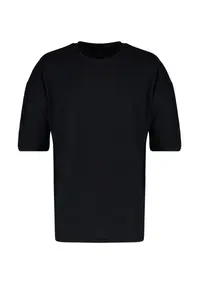 MAN Black Basic Crew Neck Oversized/Wide Cut Short Sleeve T-Shirt - Image 6