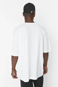 MAN White Oversized/Wide Cut Short Sleeve T-Shirt - Image 4