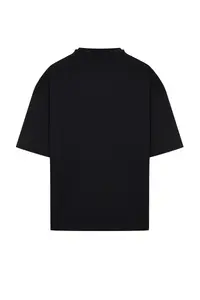 MAN Black Oversized/Wide Cut 100% Cotton Velvet Texture Printed T-Shirt - Image 10