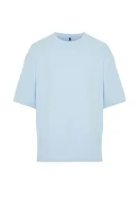 MAN Light Blue Oversized/Wide Cut 100% Cotton Short Sleeve Basic T-Shirt - Image 10