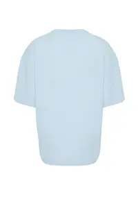 MAN Light Blue Oversized/Wide Cut 100% Cotton Short Sleeve Basic T-Shirt - Image 11