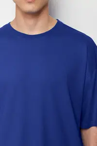 MAN Light Blue Oversized/Wide Cut 100% Cotton Short Sleeve Basic T-Shirt - Image 5