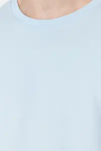 MAN Light Blue Oversized/Wide Cut 100% Cotton Short Sleeve Basic T-Shirt - Image 9