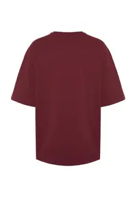 MAN Burgundy Oversized/Wide Cut Basic 100% Cotton T-Shirt - Image 8